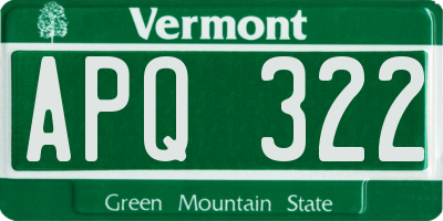 VT license plate APQ322