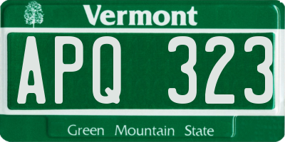 VT license plate APQ323