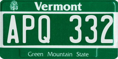 VT license plate APQ332