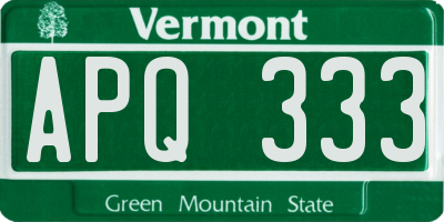 VT license plate APQ333