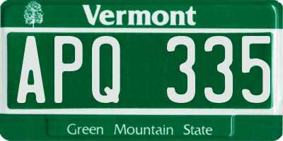 VT license plate APQ335