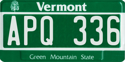 VT license plate APQ336