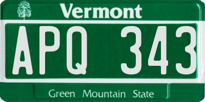 VT license plate APQ343