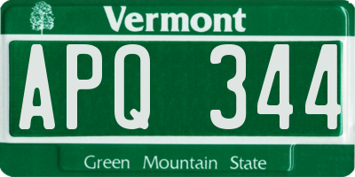 VT license plate APQ344