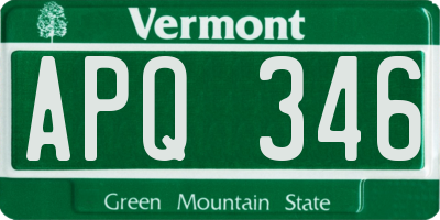 VT license plate APQ346