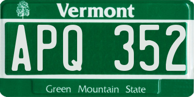 VT license plate APQ352