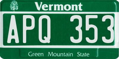 VT license plate APQ353