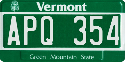 VT license plate APQ354