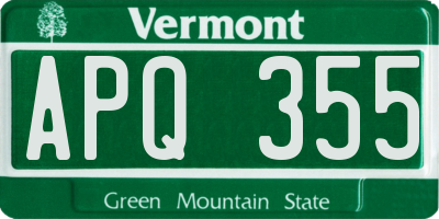 VT license plate APQ355
