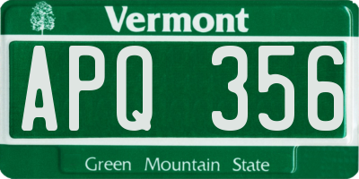 VT license plate APQ356