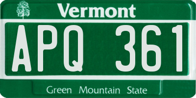 VT license plate APQ361