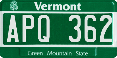 VT license plate APQ362
