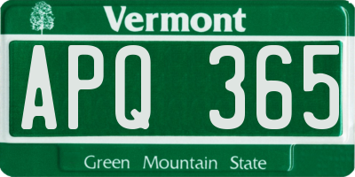 VT license plate APQ365