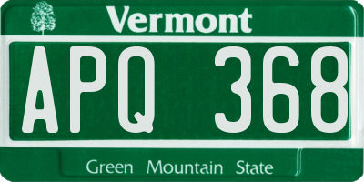VT license plate APQ368