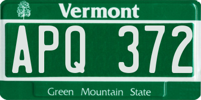 VT license plate APQ372
