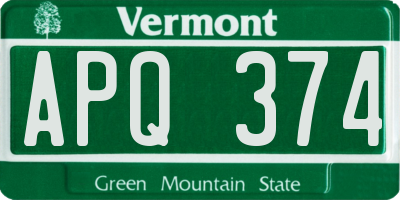 VT license plate APQ374