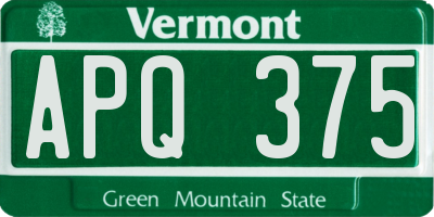 VT license plate APQ375