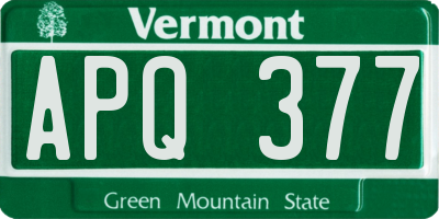 VT license plate APQ377