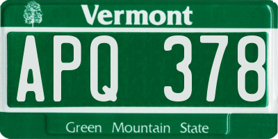 VT license plate APQ378