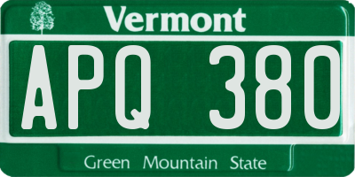 VT license plate APQ380
