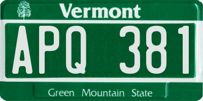 VT license plate APQ381