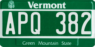 VT license plate APQ382