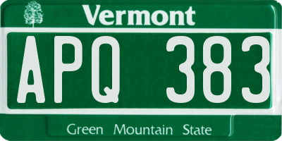 VT license plate APQ383