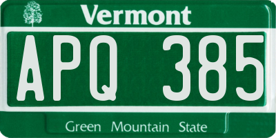VT license plate APQ385