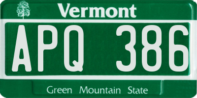 VT license plate APQ386