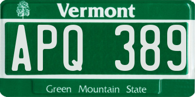 VT license plate APQ389
