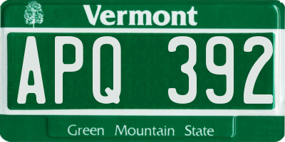 VT license plate APQ392