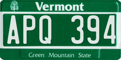 VT license plate APQ394