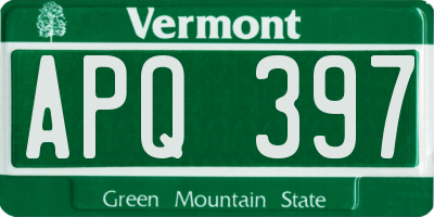 VT license plate APQ397