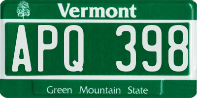 VT license plate APQ398