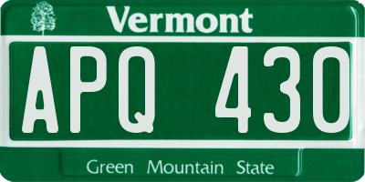 VT license plate APQ430