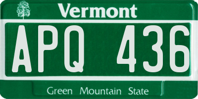 VT license plate APQ436