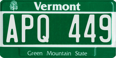 VT license plate APQ449