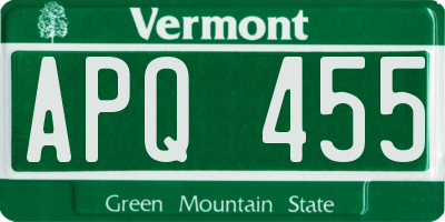 VT license plate APQ455