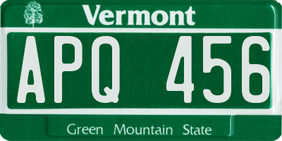 VT license plate APQ456