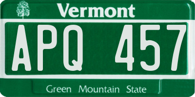 VT license plate APQ457