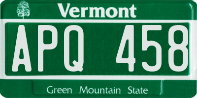 VT license plate APQ458