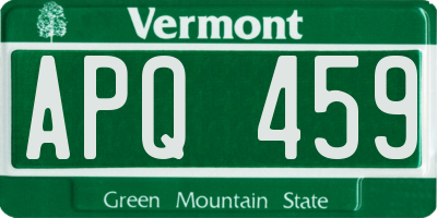 VT license plate APQ459