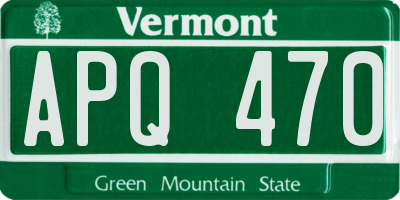 VT license plate APQ470