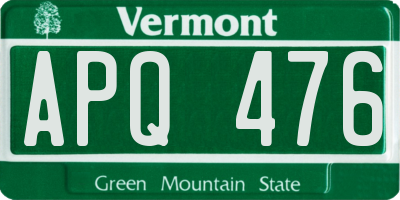 VT license plate APQ476