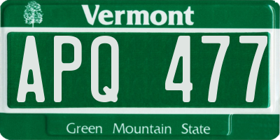 VT license plate APQ477