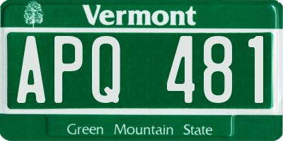 VT license plate APQ481