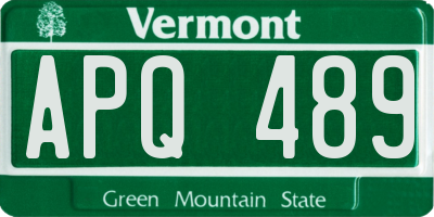 VT license plate APQ489