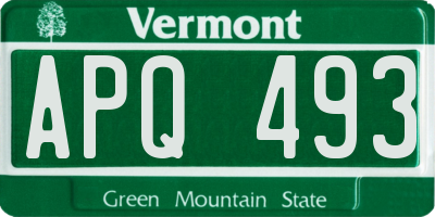 VT license plate APQ493