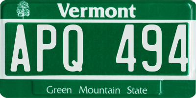 VT license plate APQ494