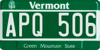 VT license plate APQ506